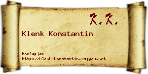 Klenk Konstantin névjegykártya